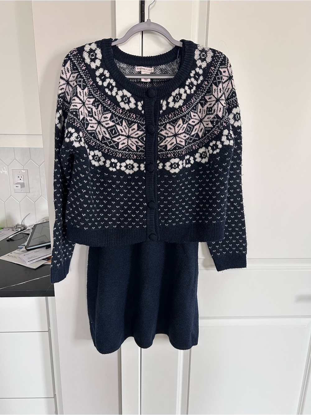 NWT Sincerely Jules 2PC Knit Set Sweater Dress Cardigan Cozy Lounge Warm Set